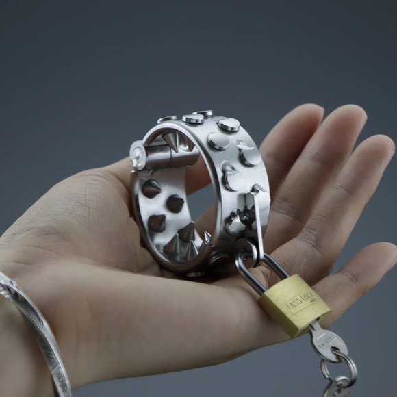 Men’s Stainless,Spiked,Jewels Cage - Picture 7 of 8